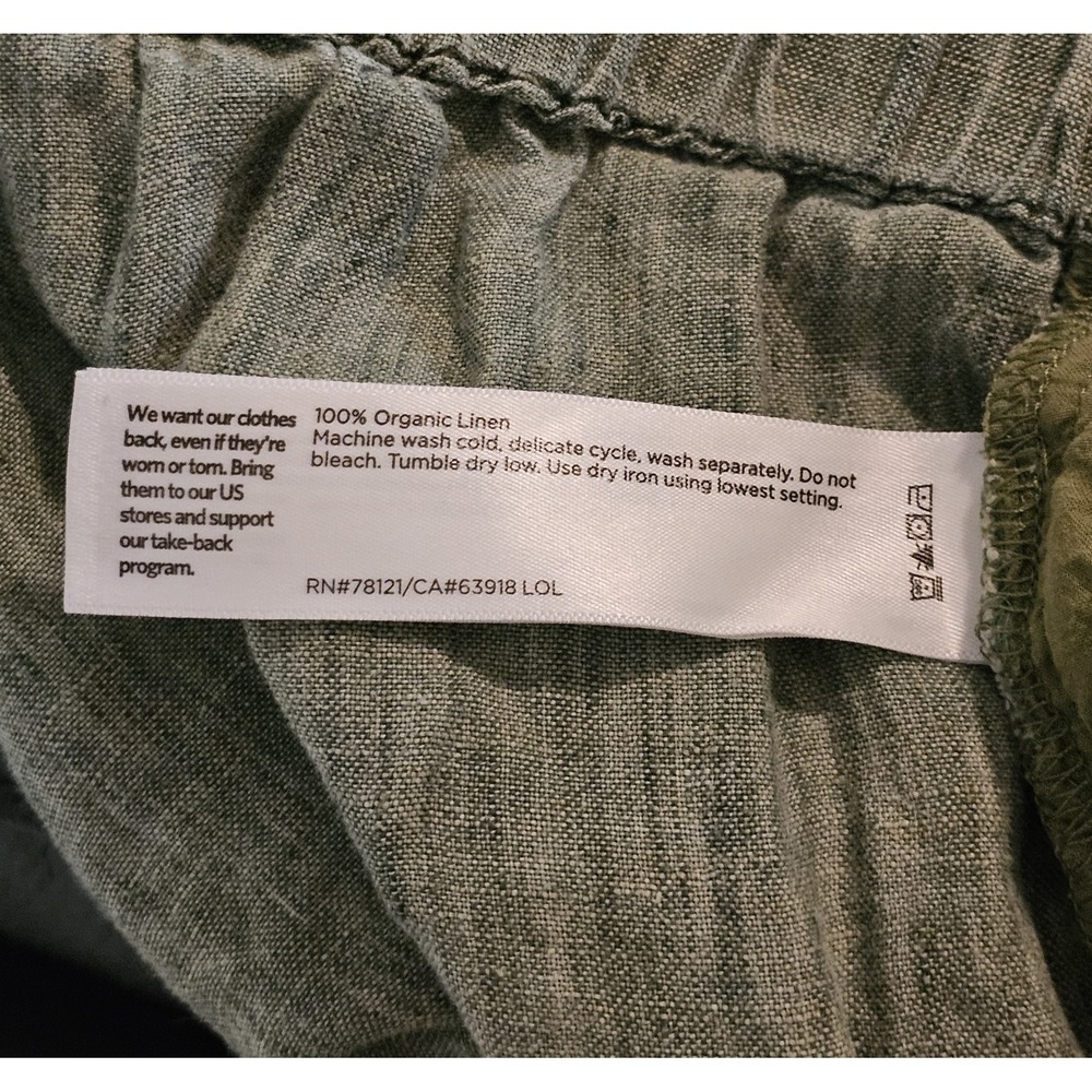 Eileen Fisher Wide Leg Linen Pants Womens Size Large Sage Green Crop Pockets - Picture 4 of 4